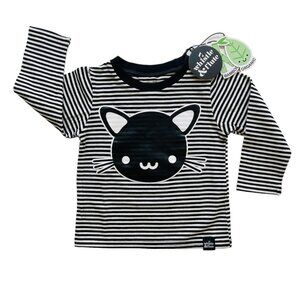 NEW Whistle & Flute Black Stripe Kawaii Panda Unisex Tee Shirt Size 12-18 months